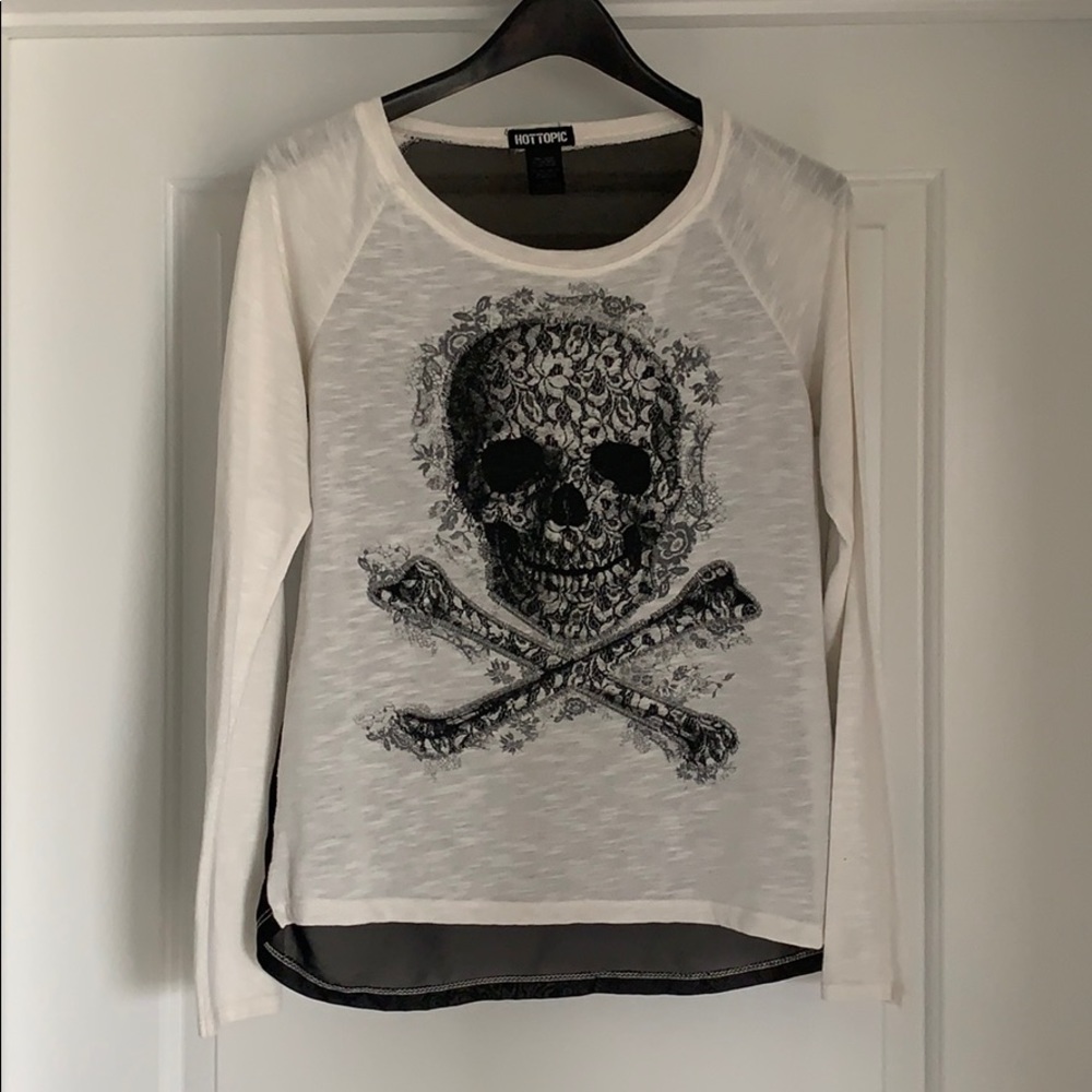 HOT TOPIC SKULL TOP SHEER BACK GU SZ XL PUNK ROCK